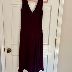 Jones New York Deep Purple 100% Silk Midi Dress